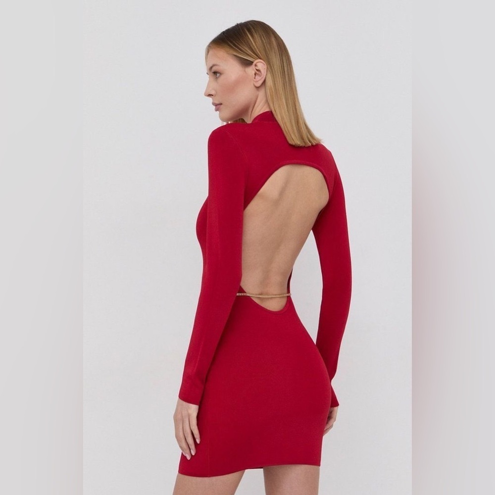 New Guess Vibrant Red Backless Dress SZ L